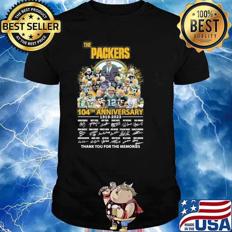 The Packers 104th anniversary 1919-2023 thank you for the memories signatures shirt