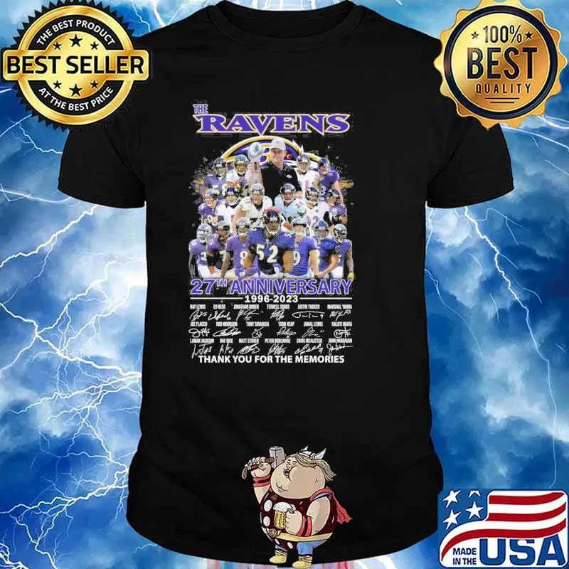 The Ravens 27th anniversary 1996-2023 thank you for the memories signatures shirt