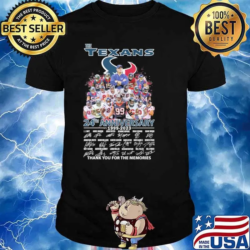 The Texans 24th anniversary 1999-2023 thank you for the memories signatures shirt