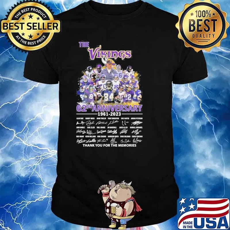 The Vikings 62nd anniversary 1961-2023 thank you for the memories signatures shirt
