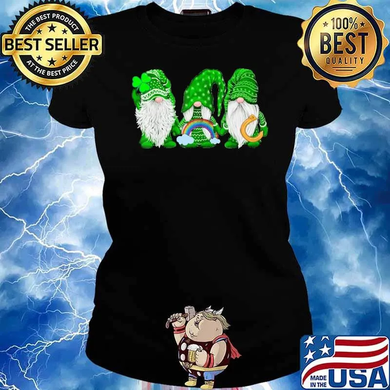 Three Gnomes St. Patrick's day rainbow s Ladies tee