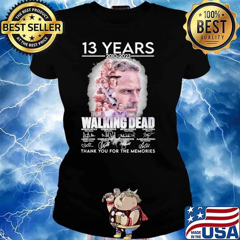 13 years 2010-2023 The Walking dead thank you for the memories signatures s Ladies tee