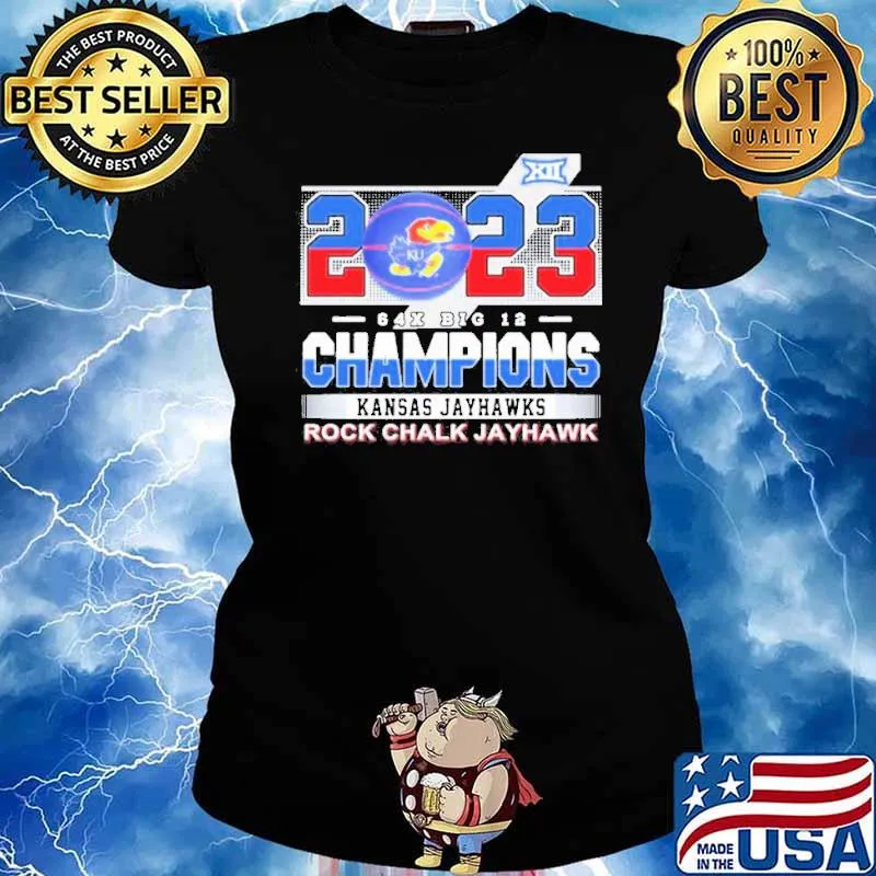 2023 64x Big 12 Champions Kansas Jayhawks Rock Chalk Jayhawk XII Shirt Ladies tee
