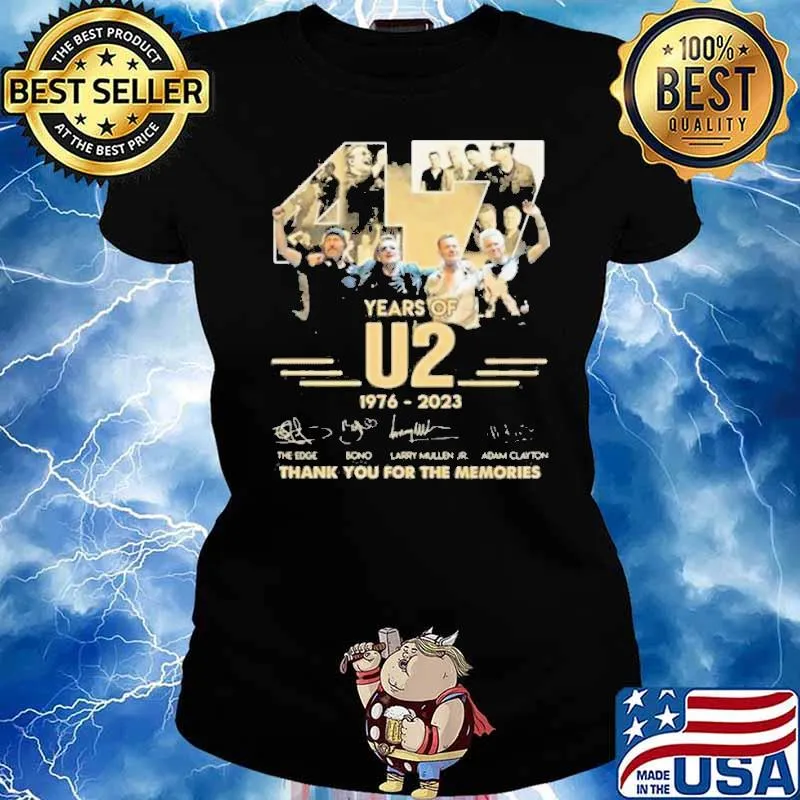 47 Years Of U2 1976 – 2023 Thank You For The Memories Signatures Shirt Ladies tee