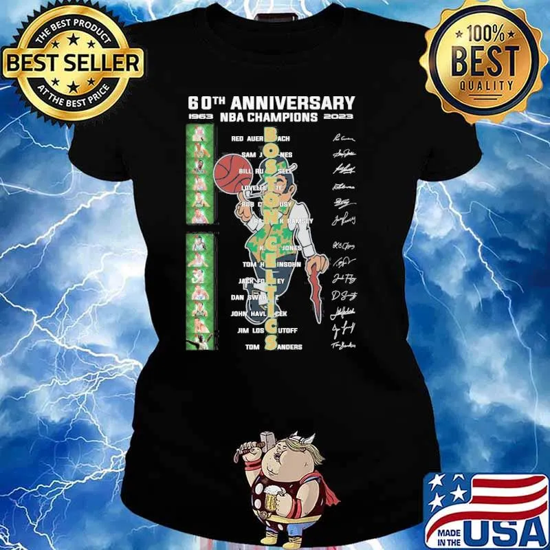 60th anniversary NBA champions 1963 2023 Boston Celtics signatures s Ladies tee