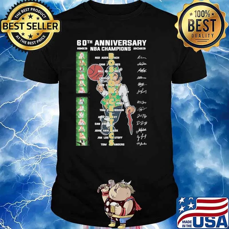 60th anniversary NBA champions 1963 2023 Boston Celtics signatures shirt