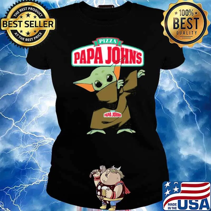 Baby yoda dabbing Pizza papa John's s Ladies tee