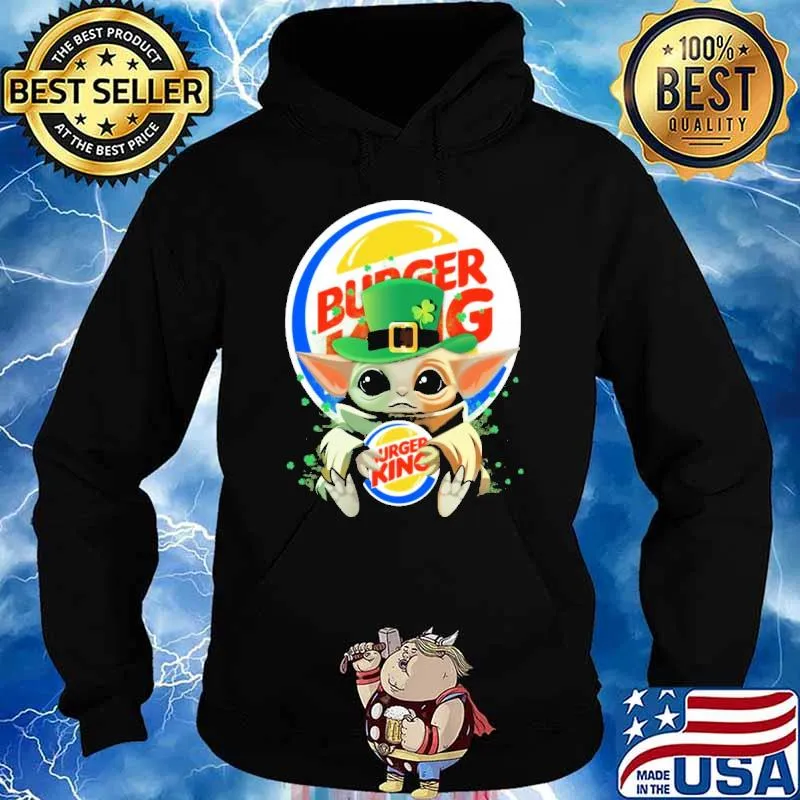 Baby yoda hug Burger king St.Patrick's day s Hoodie