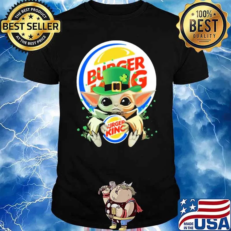 Baby yoda hug Burger king St.Patrick's day shirt