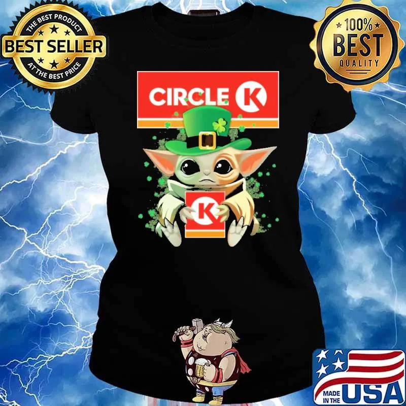 Baby yoda hug Circle K st.Patrick's day s Ladies tee