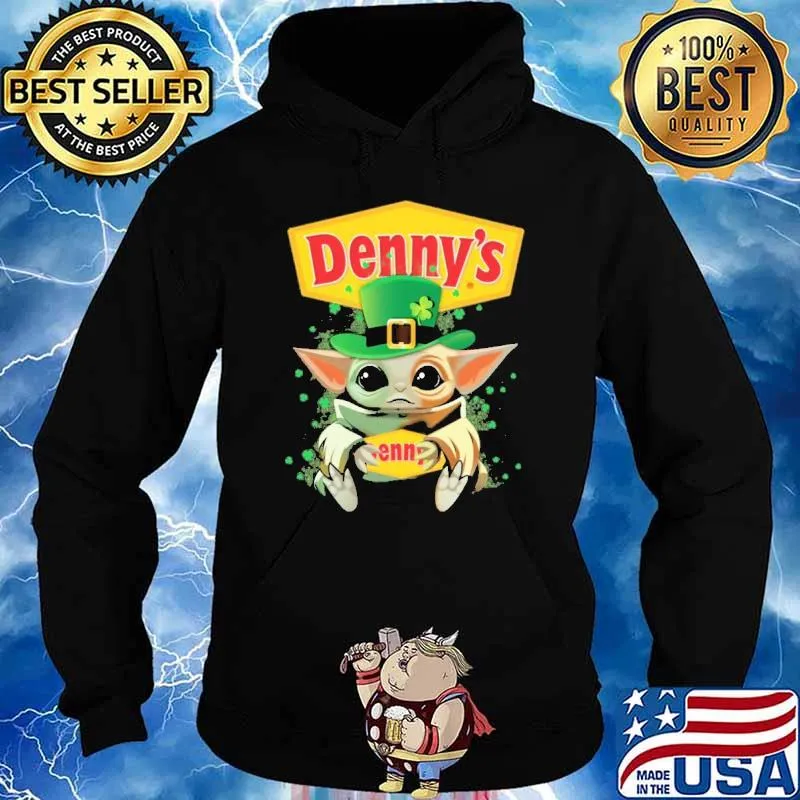 Baby yoda hug Denny's St.Patrick's day s Hoodie