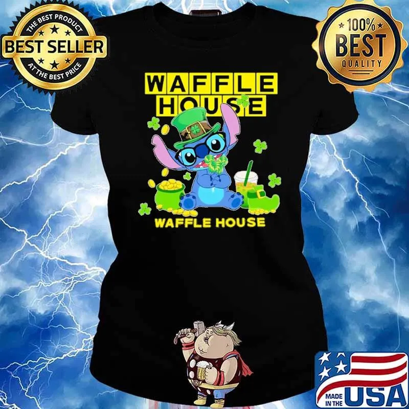 Baby yoda hug Waffle house St.Patrick's day s Ladies tee