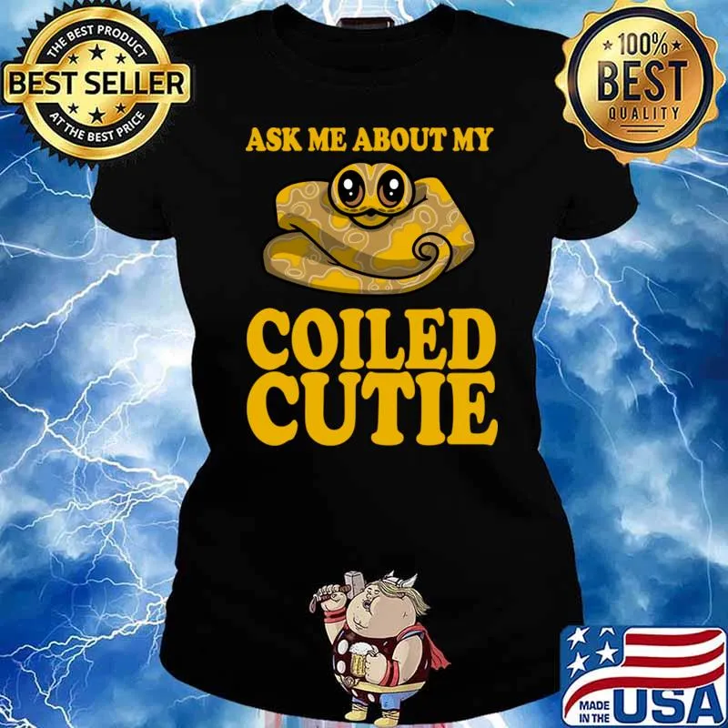 Caramel Albino Ball Python Ask Me About My Coiled Cutie T-Shirt Ladies tee