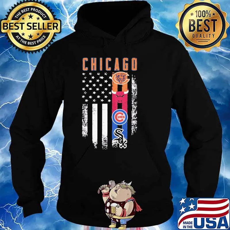 Chicago bear bull cubs sox Ameirca flag s Hoodie