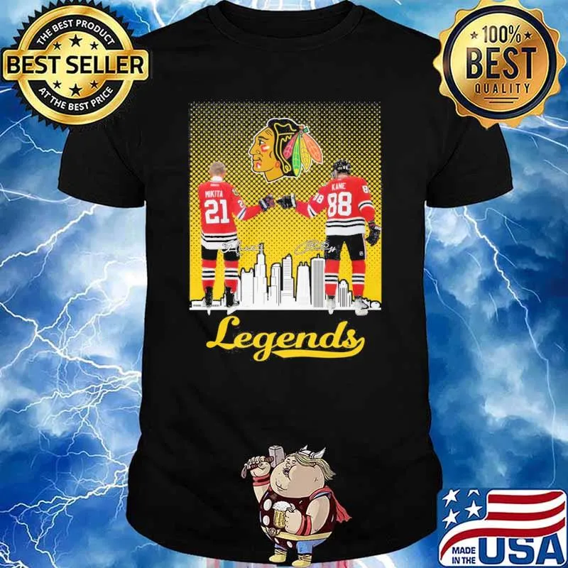 Chicago Blackhawks legends signatures Mikita Kane shirt
