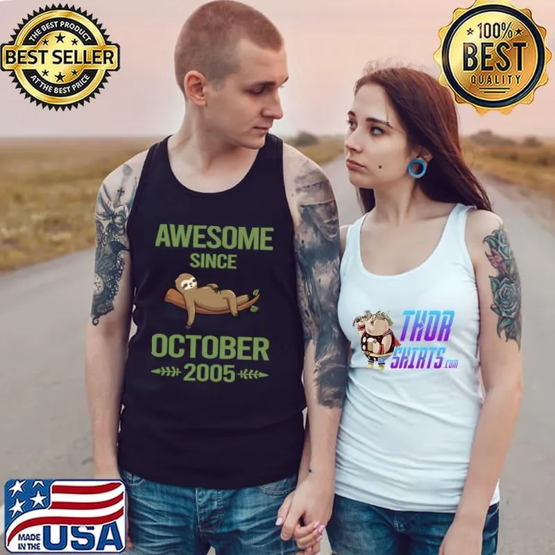 Chilling Sloth Awesome Since October 2005 T-Shirt Tank Top