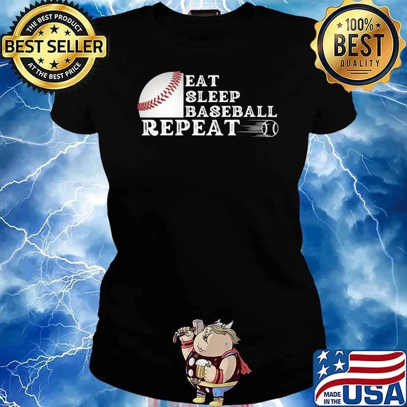 Eat Sleep Baseball Repeat Baseball Player Baseball T-Shirt Ladies tee
