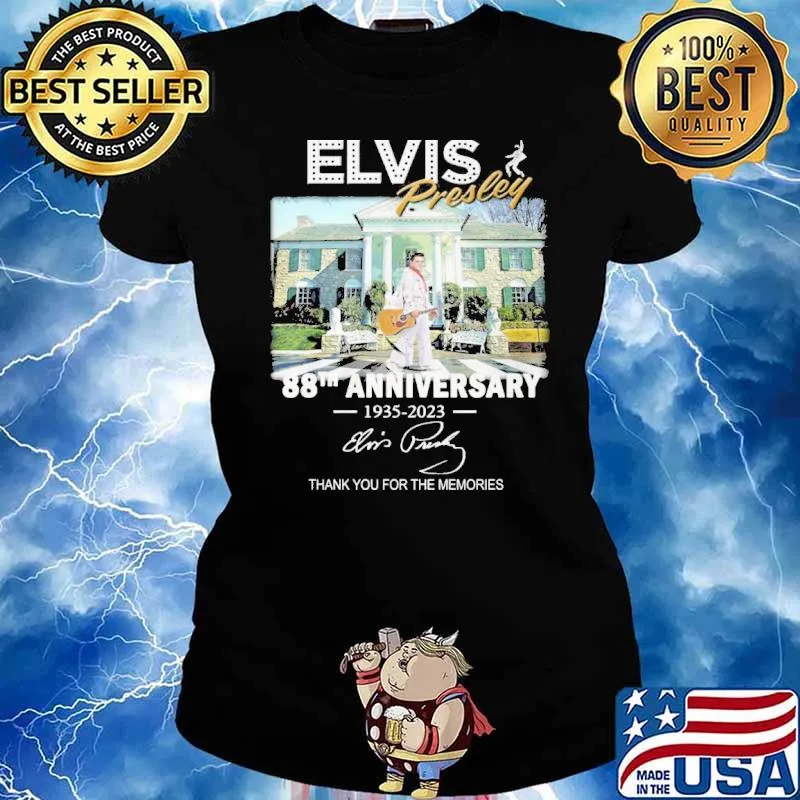 Elvis Presley 88th anniversary 1935-2023 signature thank you for the memories s Ladies tee