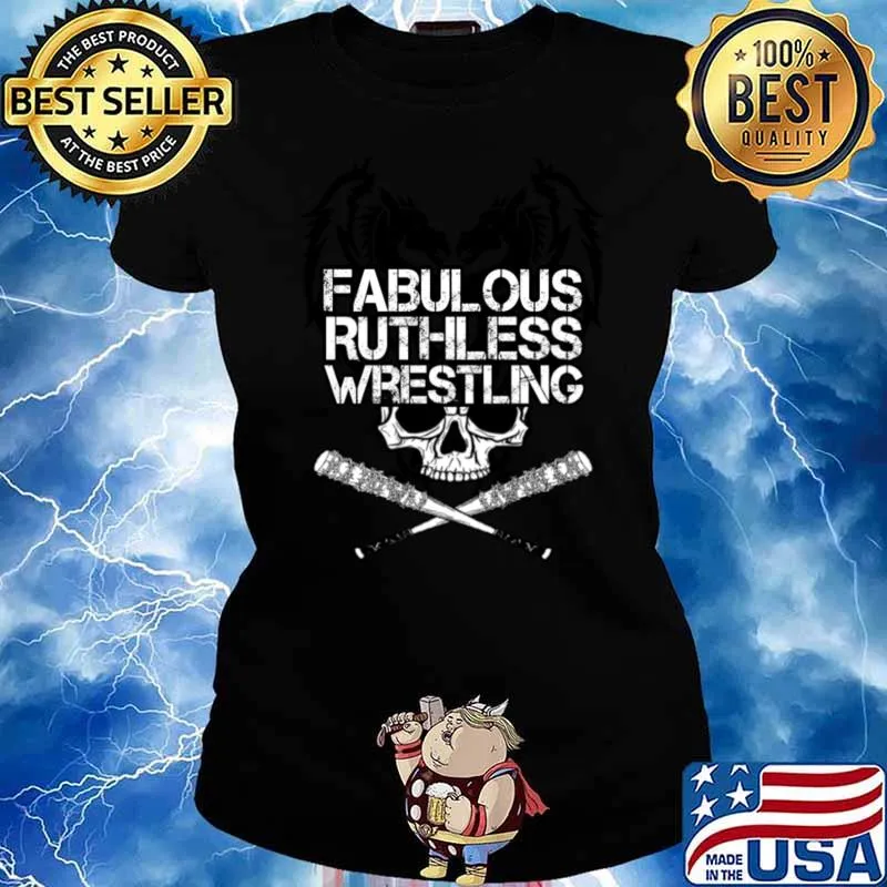 Fabulous Ruthless Wrestling Skull Football T-Shirt Ladies tee
