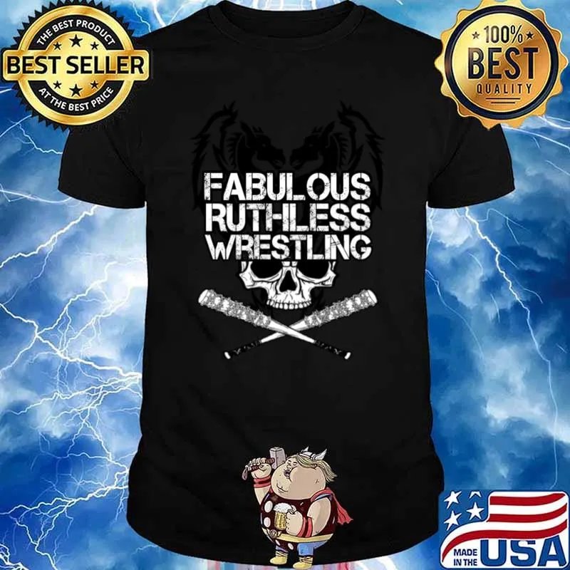 Fabulous Ruthless Wrestling Skull Football T-Shirt