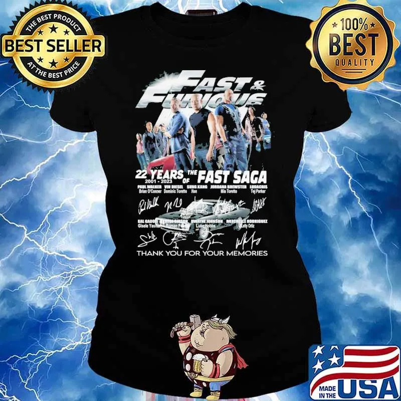 Fast and Furious 22 years of the Fast saga thank you for your memories signatures s Ladies tee