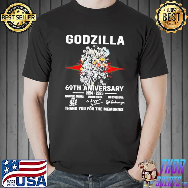 Godzilla 69th Anniversary 1954 2023 thank you for the memories signatures shirt