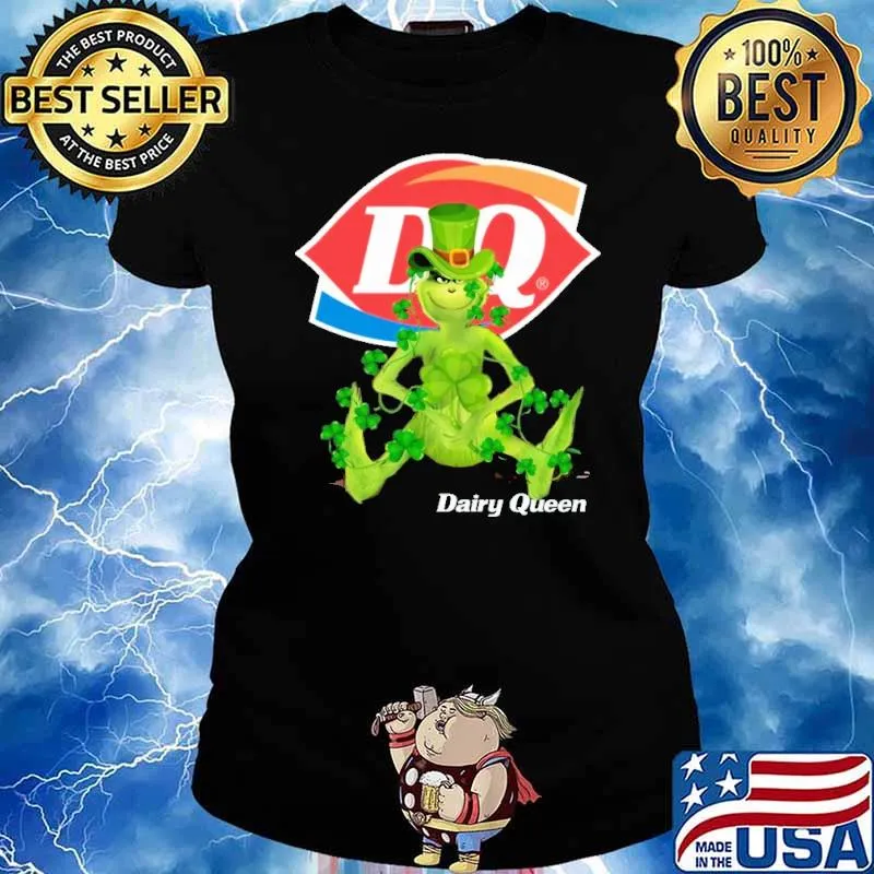 Grinch hug Dairy Queen St.Patrick's day s Ladies tee