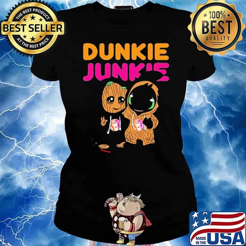 Groot and toothless Dunkie Junkie s Ladies tee