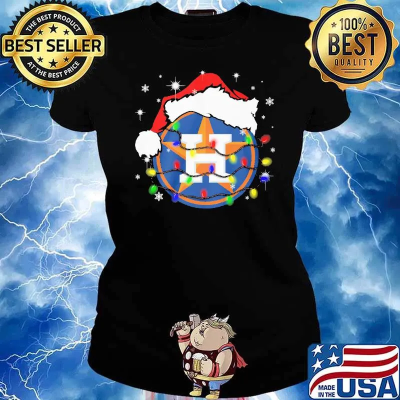 Houston Astros christmas light s Ladies tee