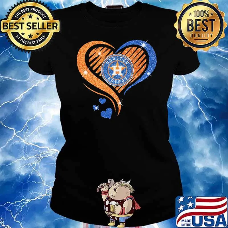 Houston Astros heart love diamond s Ladies tee