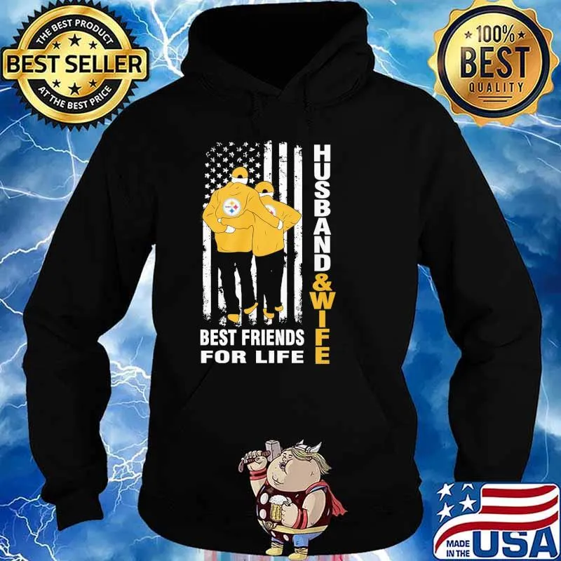 Husband and wife best friends for life Steelers America flag s Hoodie