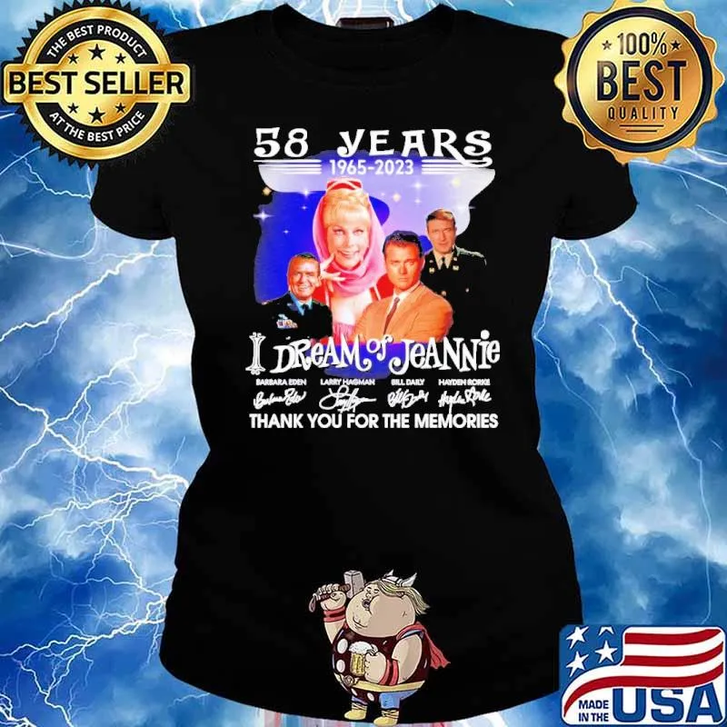 I Dream of Jeannie 58 years thank you for the memories signatures 1965-2023 s Ladies tee