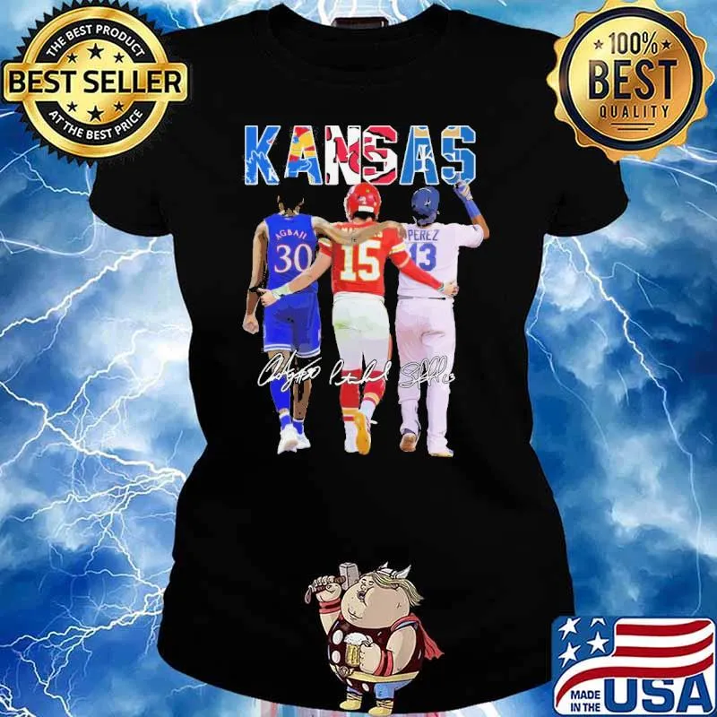 Kansas Jayhawks Ochai Agbaji Kansas City Royals perez kansas city Chiefs signatures s Ladies tee