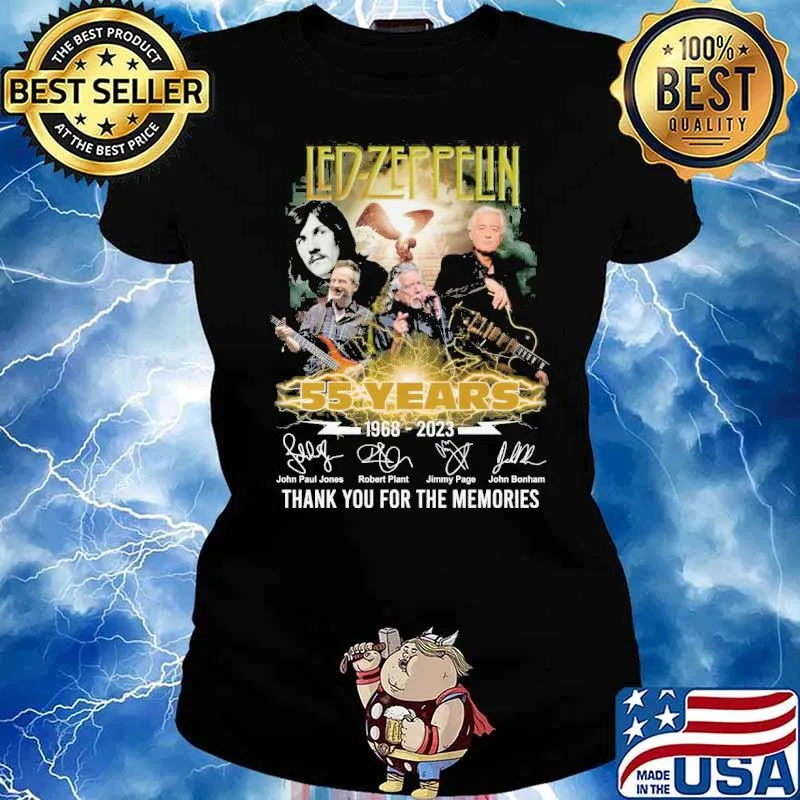 Led Zeppelin 55 years 1968-2023 thank you for the memories signatures s Ladies tee