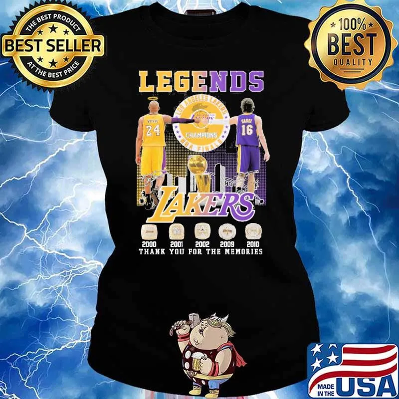Legends Los Angeles Lakers champions NBA finals thank you for the memories signatures s Ladies tee