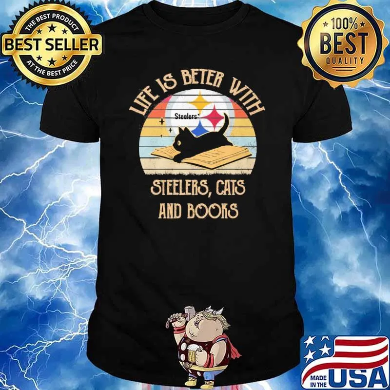 Life is better with Steelers cats and books vintage shirt