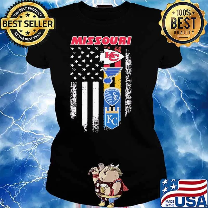 Missouri Kansas city Chief Sporting Kansas City St. Louis Blues Royals America flag s Ladies tee