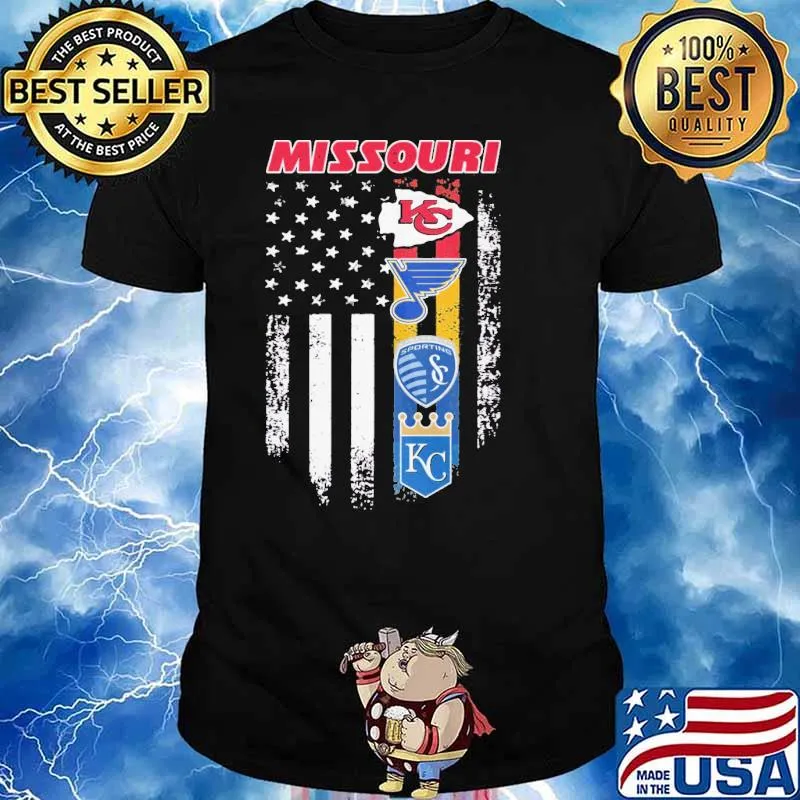 Missouri Kansas city Chief Sporting Kansas City St. Louis Blues Royals America flag shirt