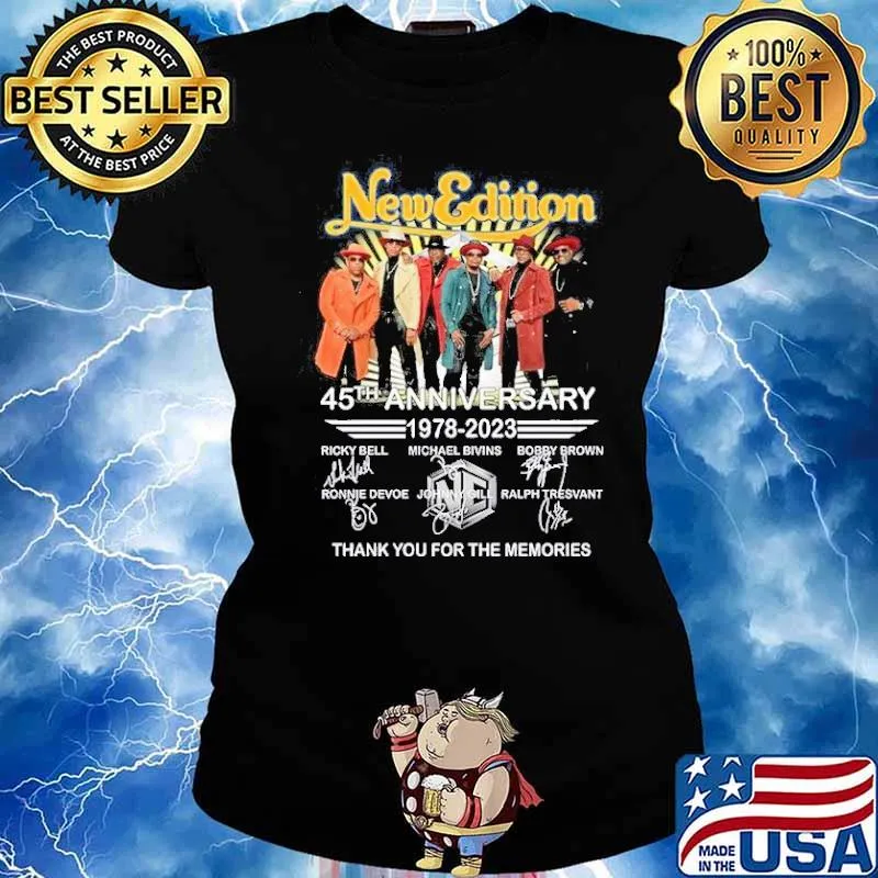 New Edition Band 45Th Anniversary 1978 2023 Thank You For The Memories Signatures s Ladies tee