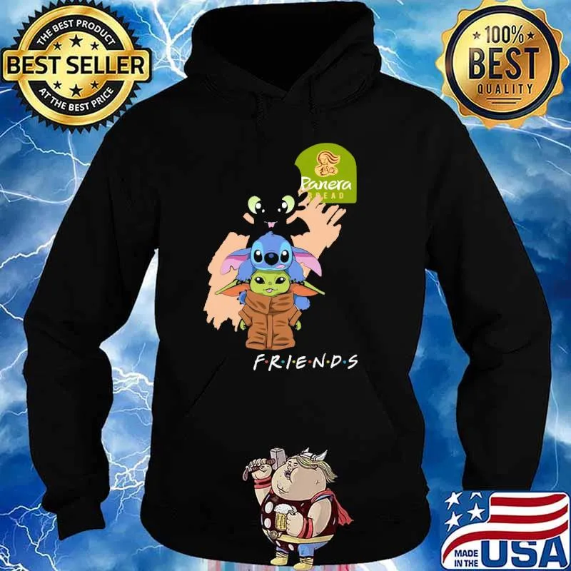 Panera bread friends toothless stitch and baby yoda s Hoodie