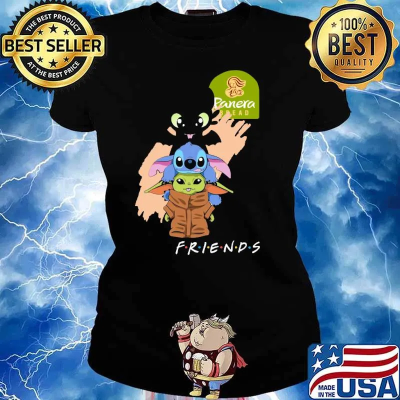 Panera bread friends toothless stitch and baby yoda s Ladies tee
