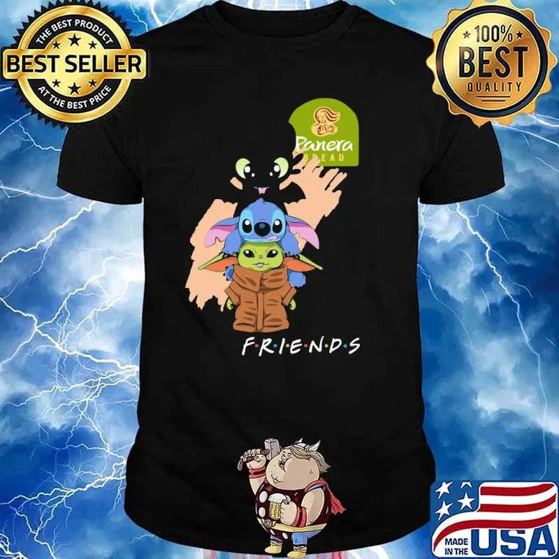 Panera bread friends toothless stitch and baby yoda shirt