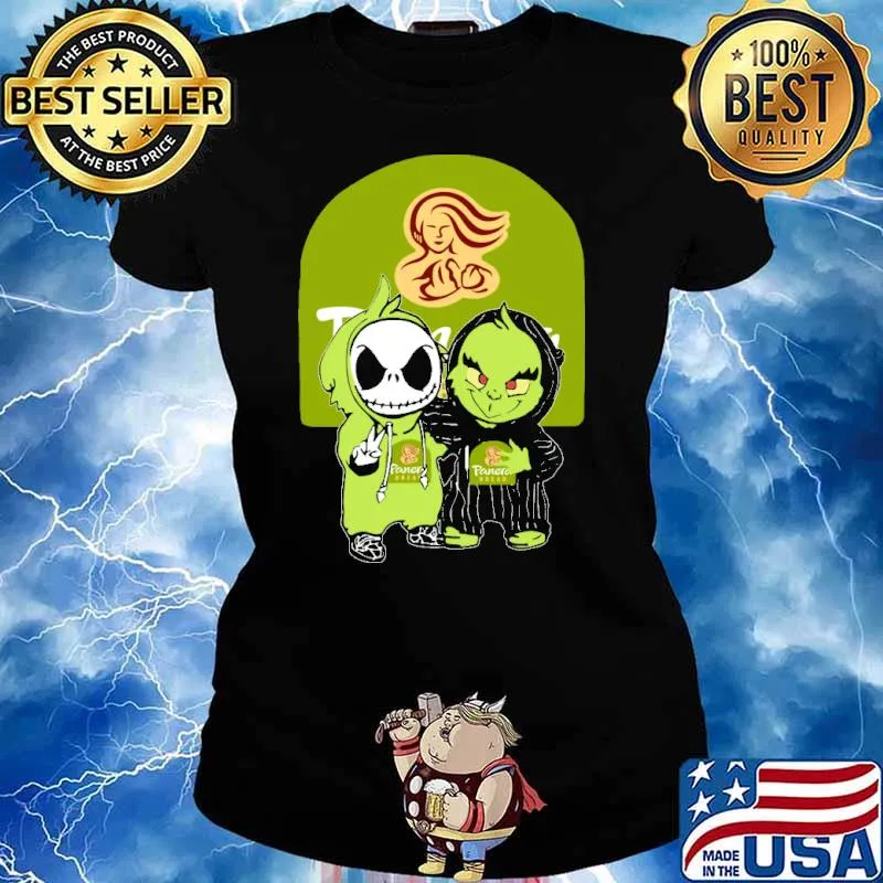 PANERA BREAD jack skellington and grinch s Ladies tee