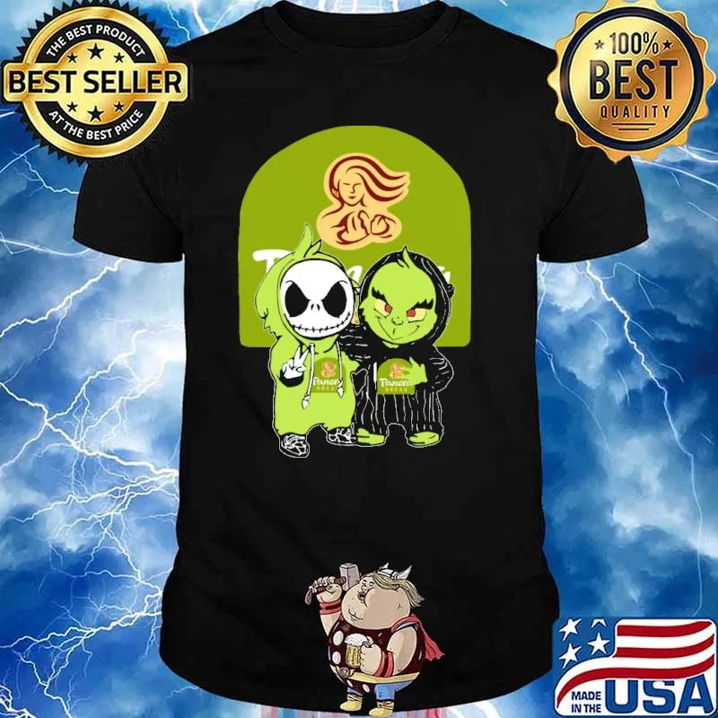 PANERA BREAD jack skellington and grinch shirt
