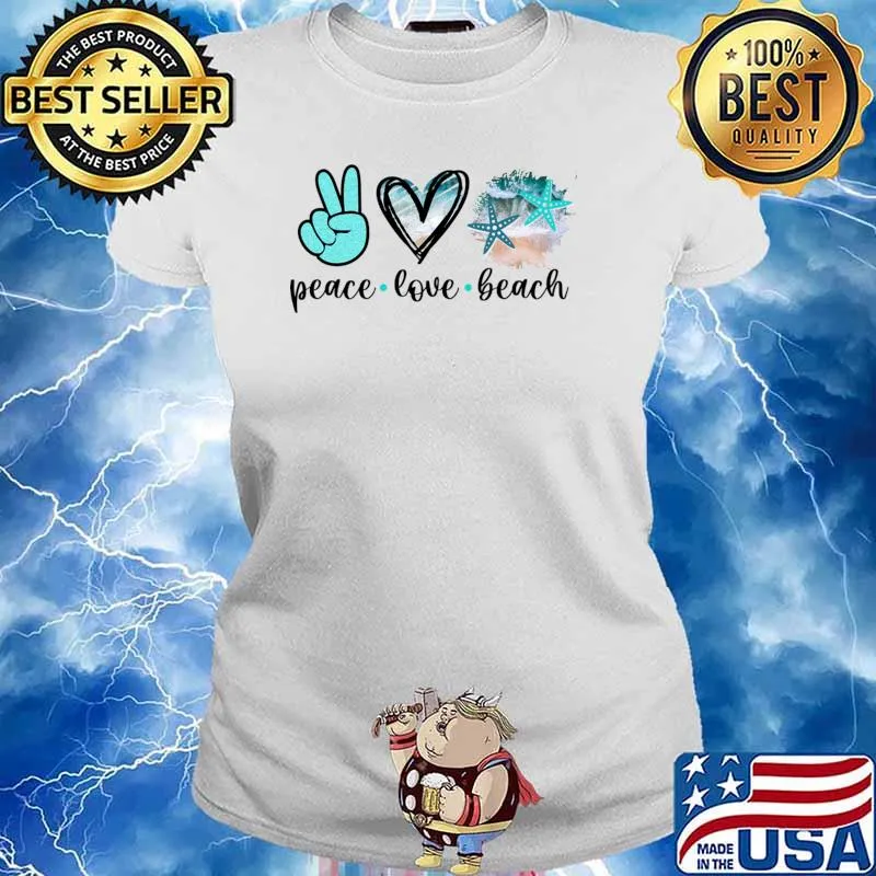 Peace love beach high hand heart watercolor T-Shirt Ladies tee