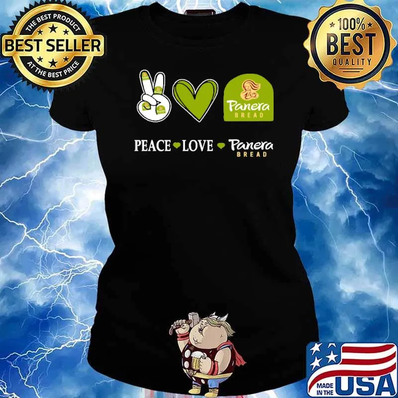 Peace love Panera Bread heart s Ladies tee