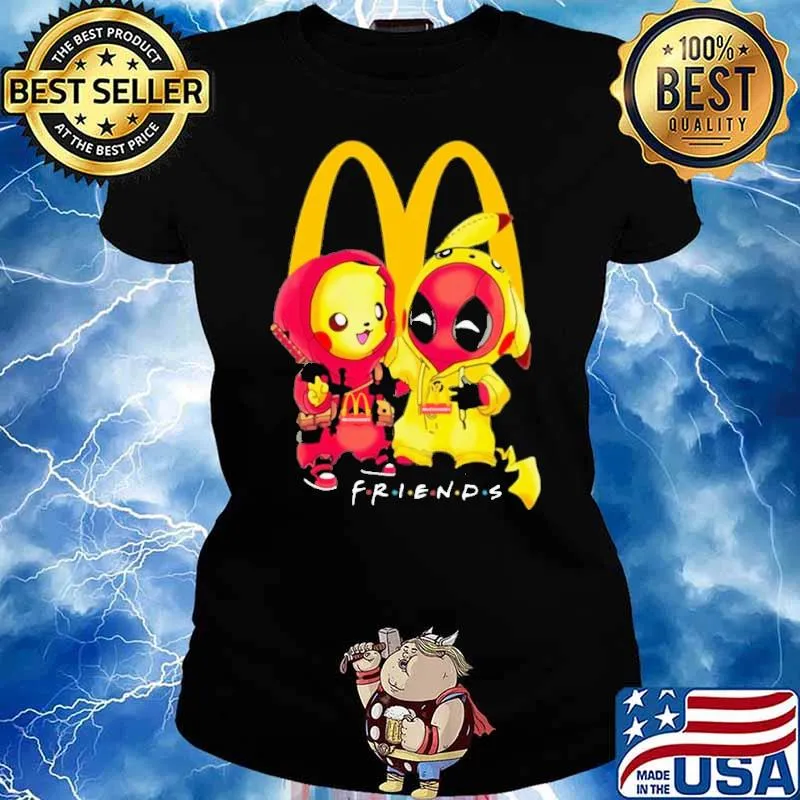 Pikachu and Deadpool friends McDonald's s Ladies tee