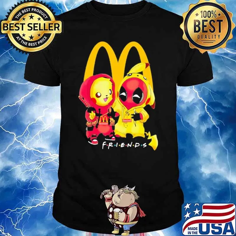 Pikachu and Deadpool friends McDonald's shirt