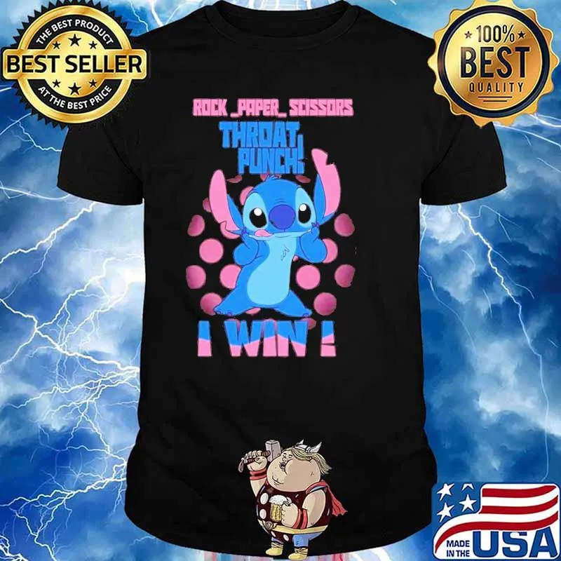 Rock paper scissors throat punch I win Stitch shirt