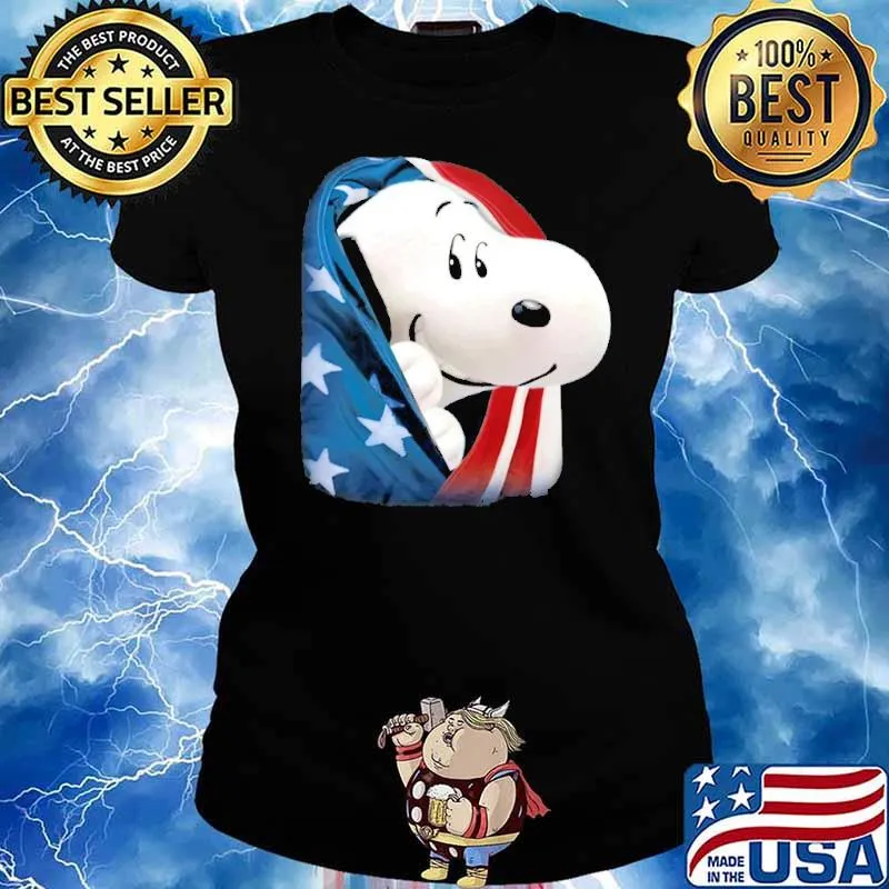 Snoopy America flag s Ladies tee